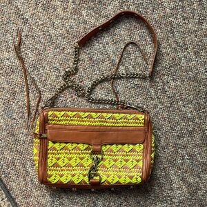 🌟Rebecca Minkoff Tan/ bright yellow Woven Shoulder Bag